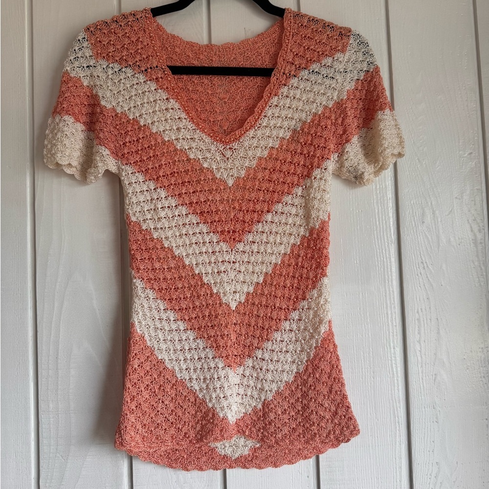 Vintage Crochet Blouse with Pearl Embroidery